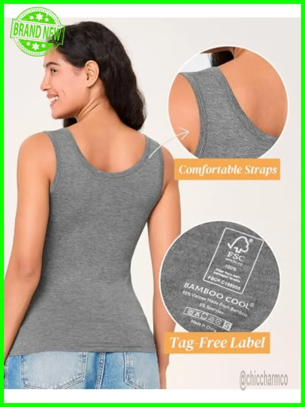 Bamboo Viscoes Womens Camisole Tank Top Cami Layering Undershirt 3/4 Pack